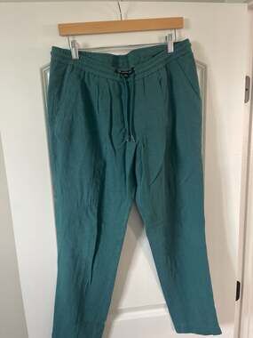 INC International Concepts Men’s Teal Linen-Blend Drawstring Pull-On Pants